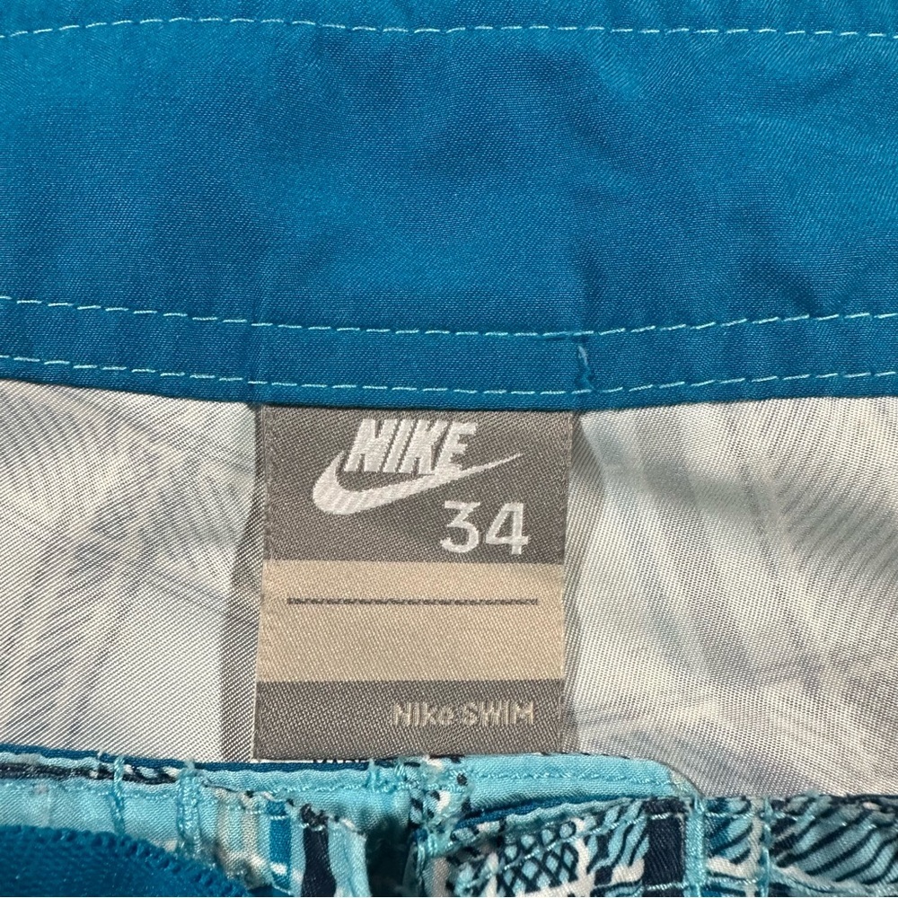 Nike Board Shorts Mens Size 34 Blue Plaid Drawstring Swim Surf Trunks - Picture 3 of 8
